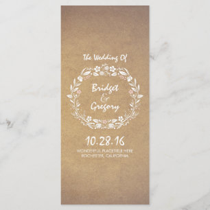 Vintage Floral Wreath Elegant Wedding Programs