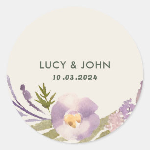 Vintage Floral Wreath Wedding Favour Tags Lavender