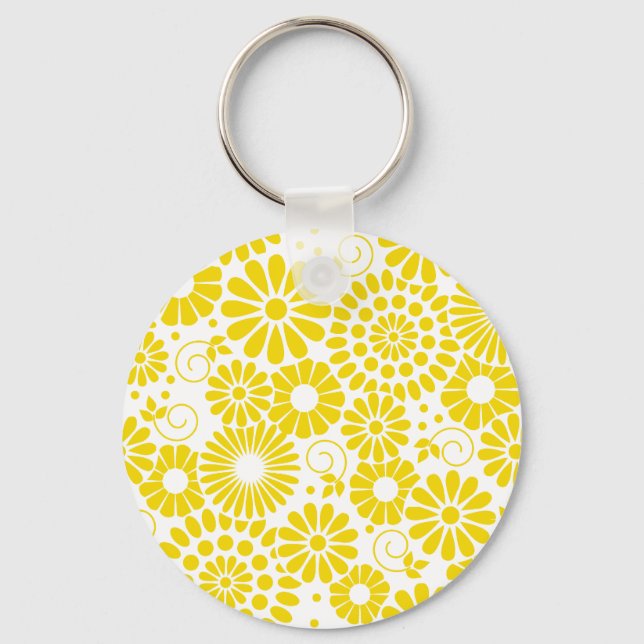 Vintage floral yellow Keychain (Front)