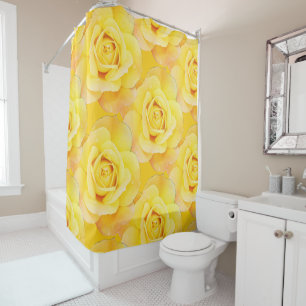 Vintage Floral Yellow Orange Rose Flower Abstract Shower Curtain