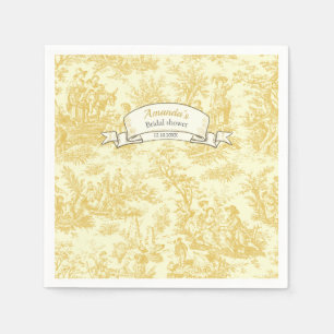Vintage floral yellow toile de jouy shower  napkin