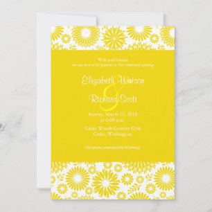 Vintage floral yellow wedding invitation