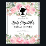 Vintage Florals Blush Pink Welcome Bridal Shower Poster<br><div class="desc">Modern Vintage Blush Pink Florals Regency Society Bridal Shower Welcome Sign</div>