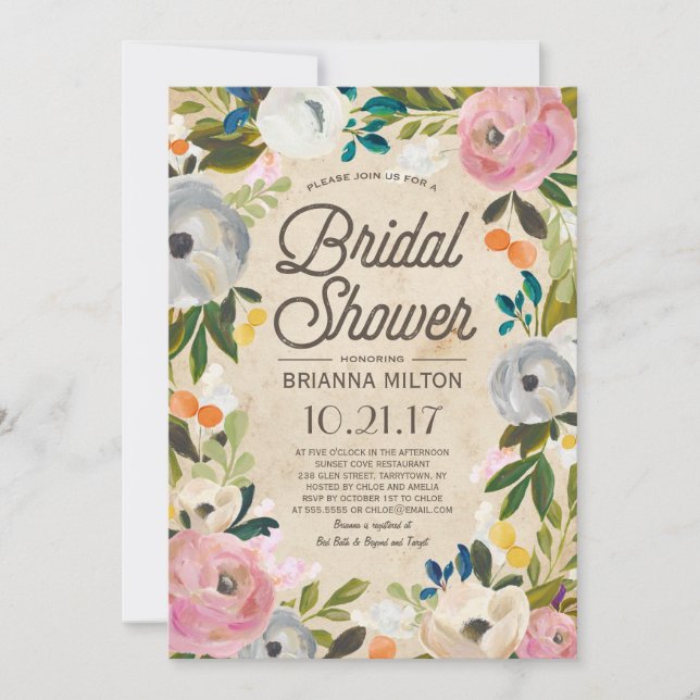 Vintage Florals | Bridal Shower Invitation (Front)