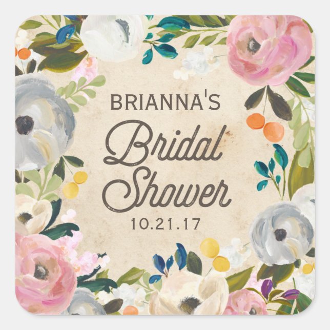 Vintage Florals | Bridal Shower Sticker (Front)