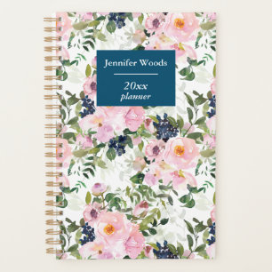 Vintage Florals in Blush and Navy Personalised Planner