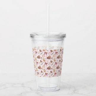 Vintage Florals & Paper Hearts Clear Tumbler