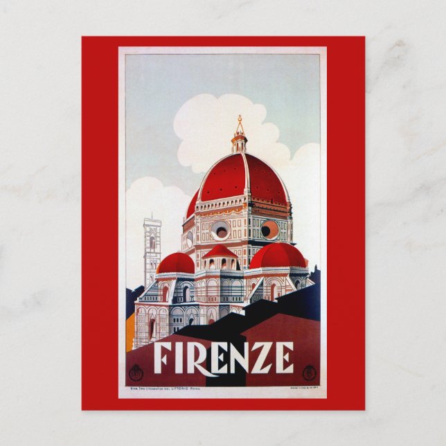 Vintage Florence Italian travel poster Postcard (Front)