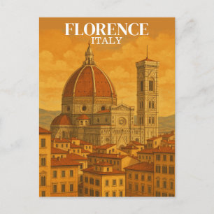 Vintage Florence Italy Travel Retro Illustration  Postcard