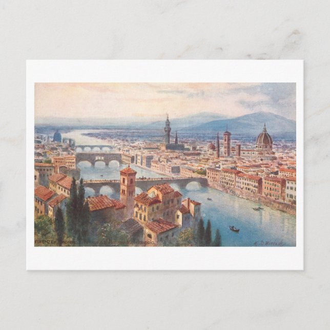 Vintage Florence Skyline Postcard (Front)