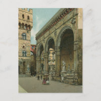 Vintage Florence watercolor Loggia dei Lanzi