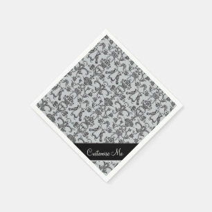 Vintage Florentine Damask (Black) Napkin