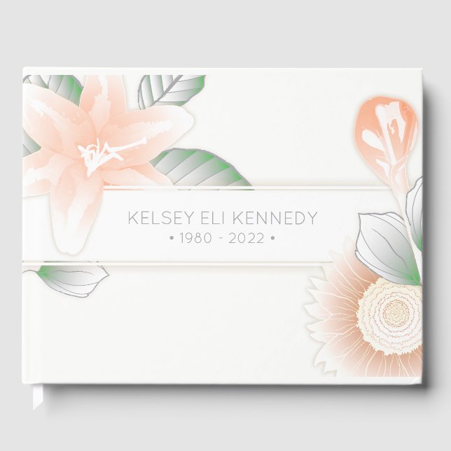 vintage flores elegant funeral guest book (Front)