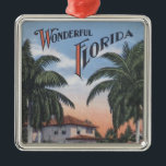 Vintage Florida Brochure Metal Ornament<br><div class="desc">A colourful,  retro illustration from an old Florida brochure that makes a fabulous ornament.</div>