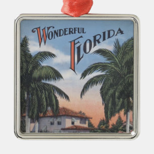 Vintage Florida Brochure Metal Ornament