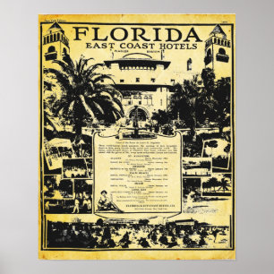 Vintage Florida East Coast Hotels Print