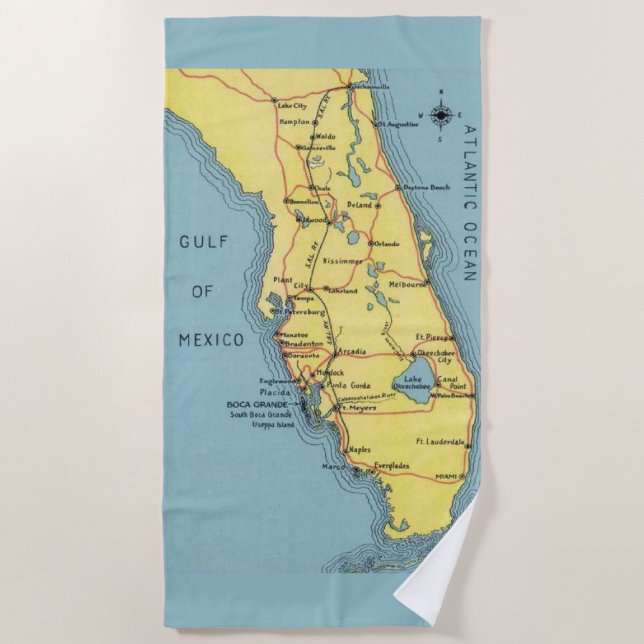 Vintage Florida Gulf of Mexico Beach Towel (Front)