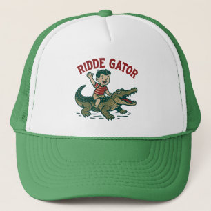 Vintage Florida Kitsch Ridde Gator Retro Alligator Trucker Hat