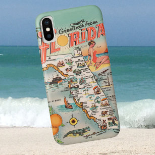 Vintage Florida map greetings from Florida Case-Mate iPhone Case