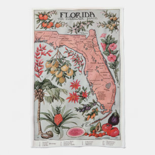 Vintage Florida Map Tea Towel