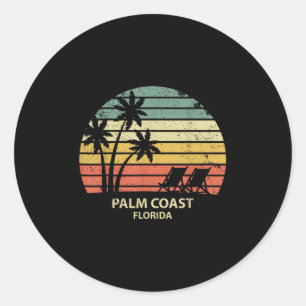 Vintage Florida Palm Coast Beach T Shirt Cool Retr Classic Round Sticker