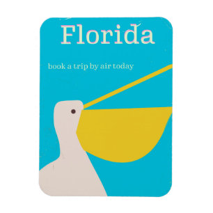 Vintage Florida Pelican travel poster Magnet