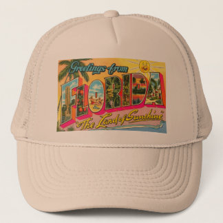 Vintage Florida Postcard Trucker Hat