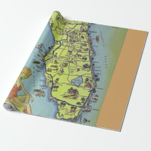Vintage Florida Postcard Wrapping Paper