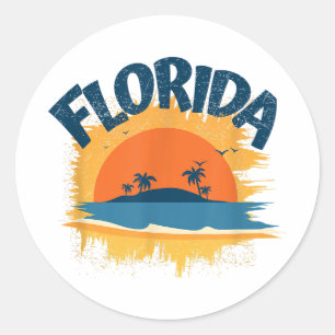 Vintage Florida Retro Tee Design Sunshine Classic Round Sticker