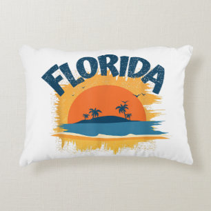 Vintage Florida Retro Tee Design Sunshine Decorative Cushion