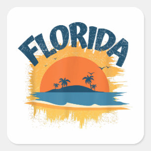 Vintage Florida Retro Tee Design Sunshine Square Sticker