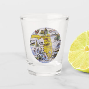 Vintage Florida retro tourist map Shot Glass