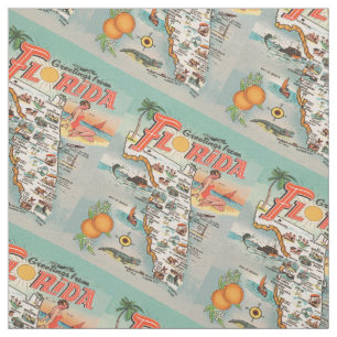 Vintage Florida tourist map Fabric
