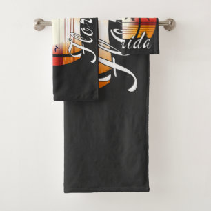 Vintage Florida USA Palm Trees Summer Beach Bath Towel Set