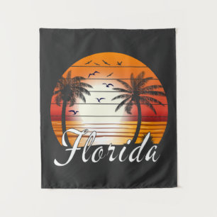 Vintage Florida USA Palm Trees Summer Beach Tapestry