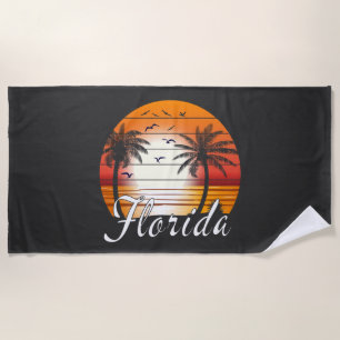 Vintage Florida USA Palm Trees Summer Beach Towel