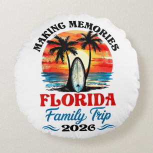 Vintage Florida Vacation Family Trip 2026 Round Cushion