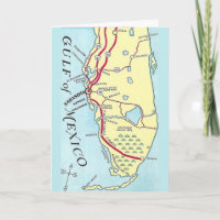 Vintage Florida West Coast Map Card