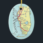 Vintage Florida West Coast Map Card Ceramic Ornament<br><div class="desc">It's a retro, vintage colourful map of Florida's west coast repurposed on an ornament.</div>