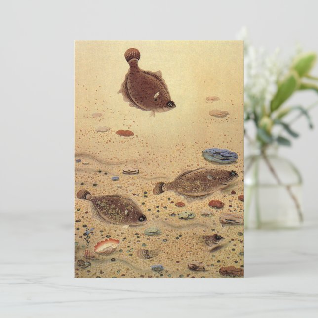 Vintage Flounders Flat Fish Fishing Invitation (Standing Front)