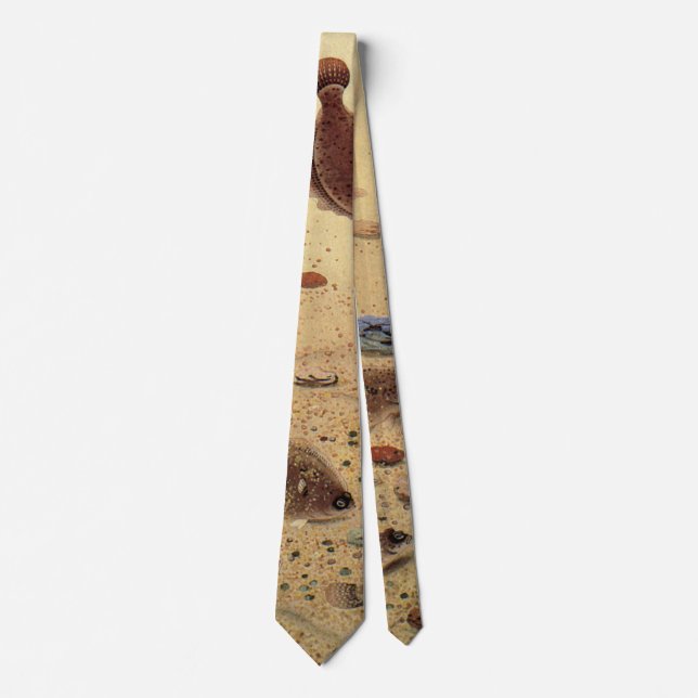 Vintage Flounders, Marine Ocean Life Flat Fish Tie (Front)