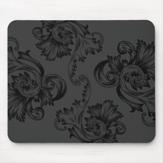 Vintage Flourish (Black) Mouse Pad (Front)