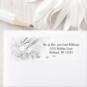 Vintage Flourish Dove Love Bird  Return Address Label