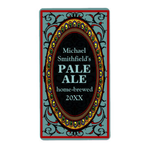 Vintage Flourish Homebrew Beer Labels Blue