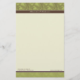 Vintage Flourish Olive Customised Stationery