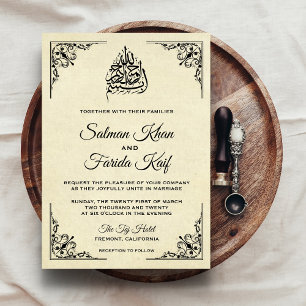 Vintage Flourish Ornate Muslim Wedding Invitation