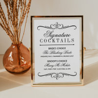 Vintage Flourish Signature Cocktails Sign