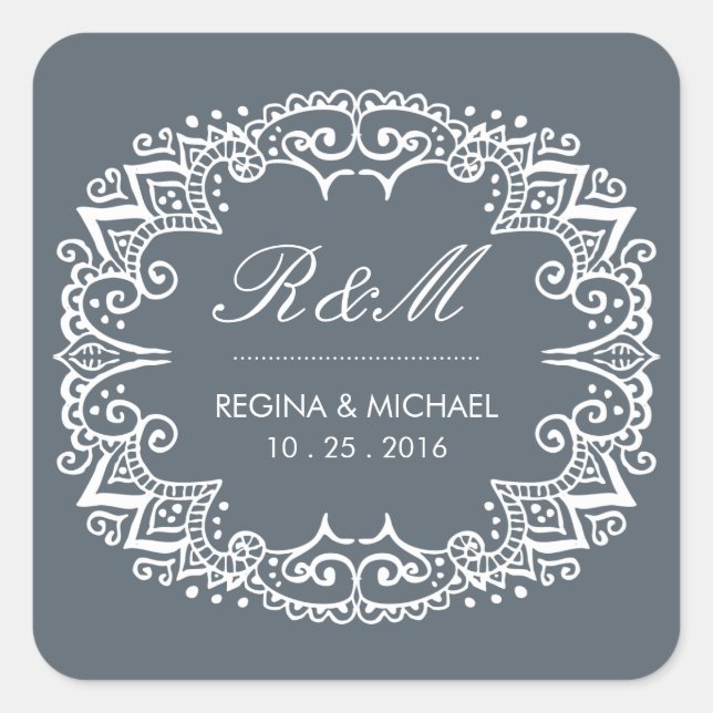 Vintage Flourish Swirl Curl Wedding Favour Sticker (Front)