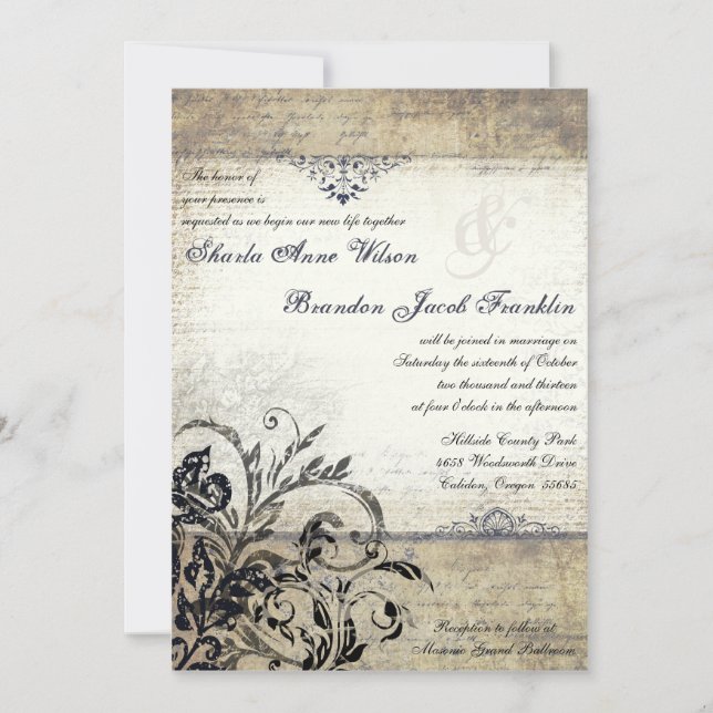 Vintage Flourish Wedding Invitation (Front)