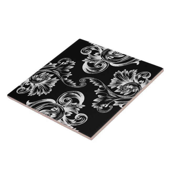 Vintage Flourish (White) Tile (Side)